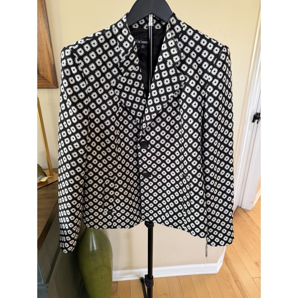 Le Suit Separates Ibiza Blazer Womens 14 Black Ivory Geometric NWT